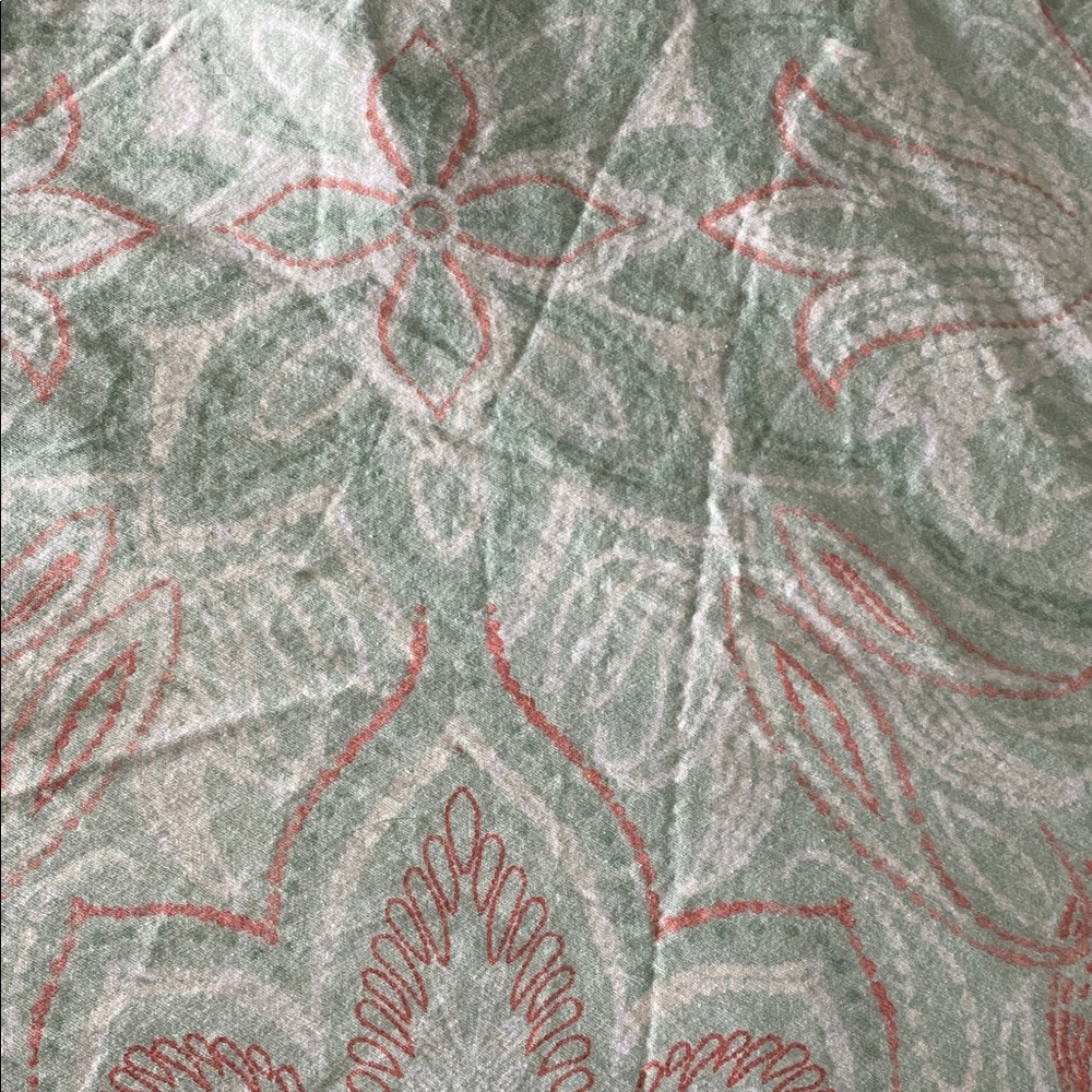 Coral and Mint Green Floral Paisley Patterned Duvet Cover Full/Queen Reversible